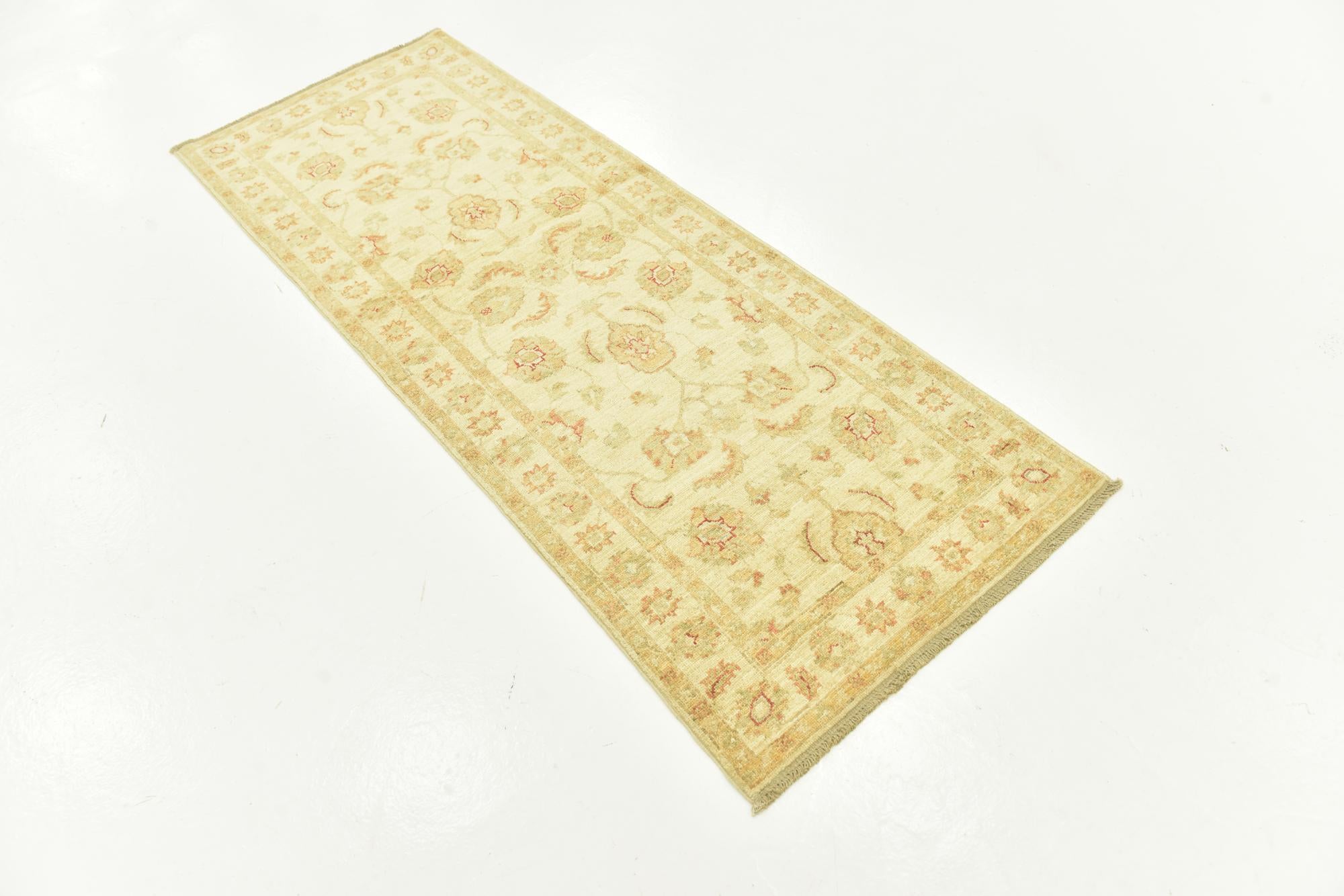 2' 6 x 6' 8 Hand Knotted Peshawar Ziegler Runner Rug