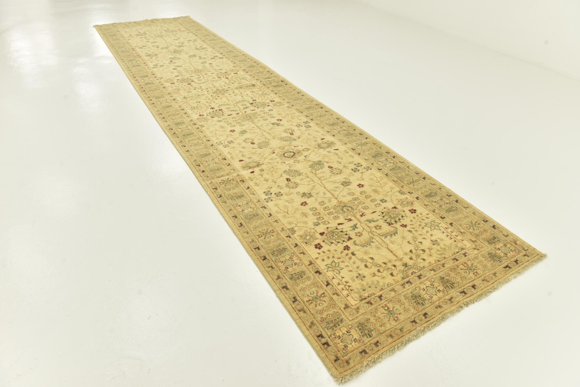 4' 4 x 17' 5 Hand Knotted Peshawar Ziegler Runner Rug