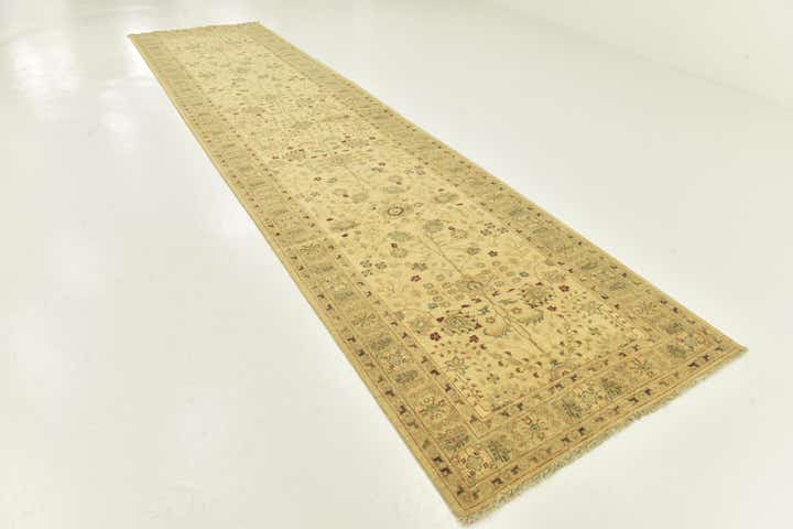 4' 4 x 17' 5 Hand Knotted Peshawar Ziegler Runner Rug