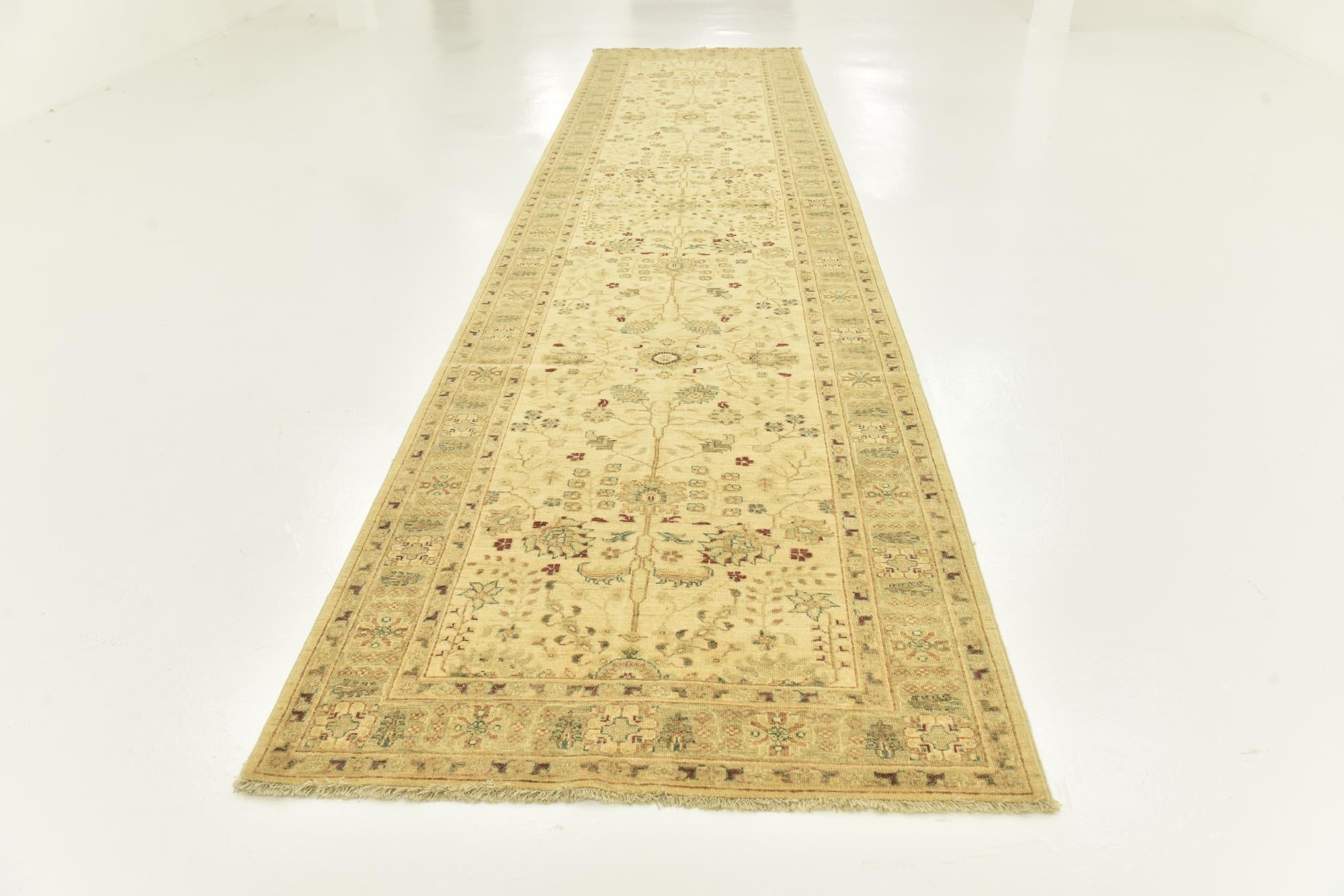 4' 4 x 17' 5 Hand Knotted Peshawar Ziegler Runner Rug