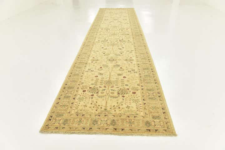 4' 4 x 17' 5 Hand Knotted Peshawar Ziegler Runner Rug