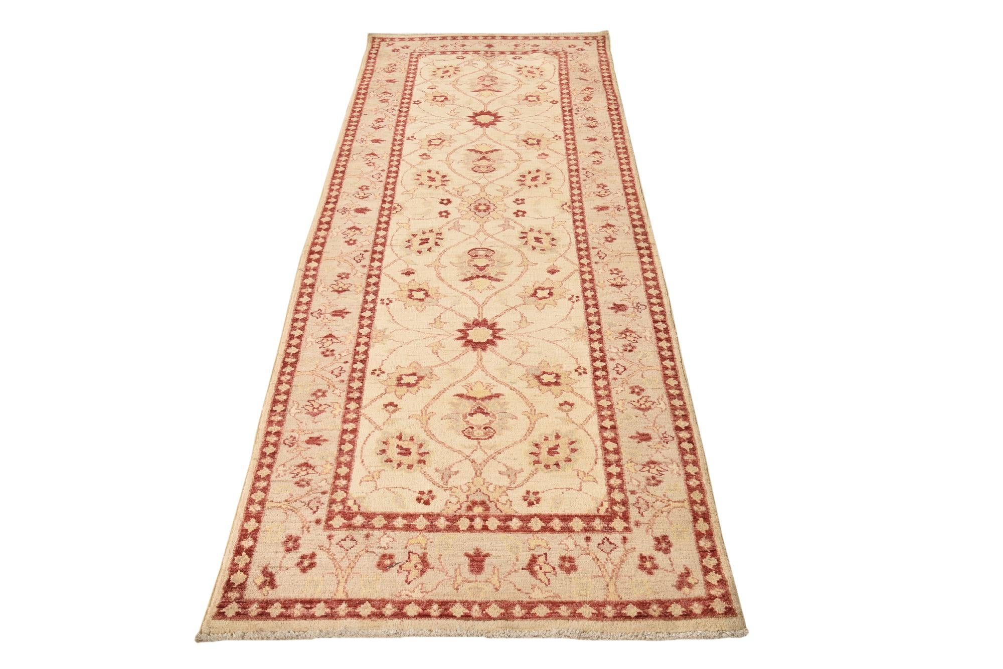 2' 11 x 8' 1 Hand Knotted Peshawar Ziegler Runner Rug