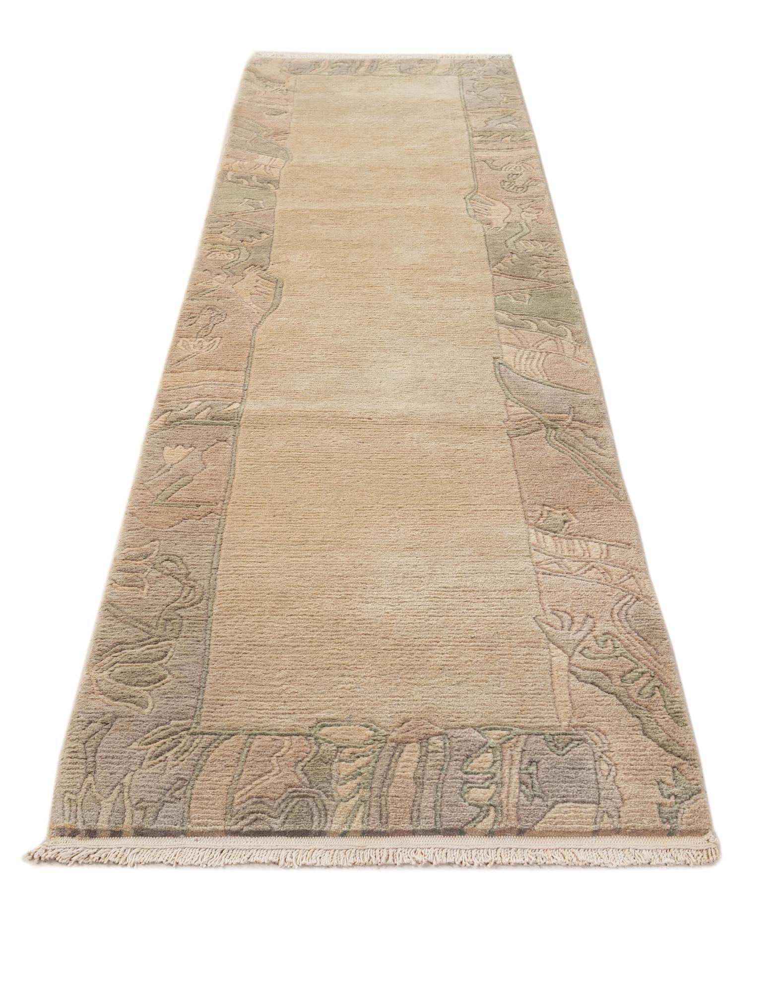 2' 7 x 11' Hand Knotted Tibet Wool Runner Rug