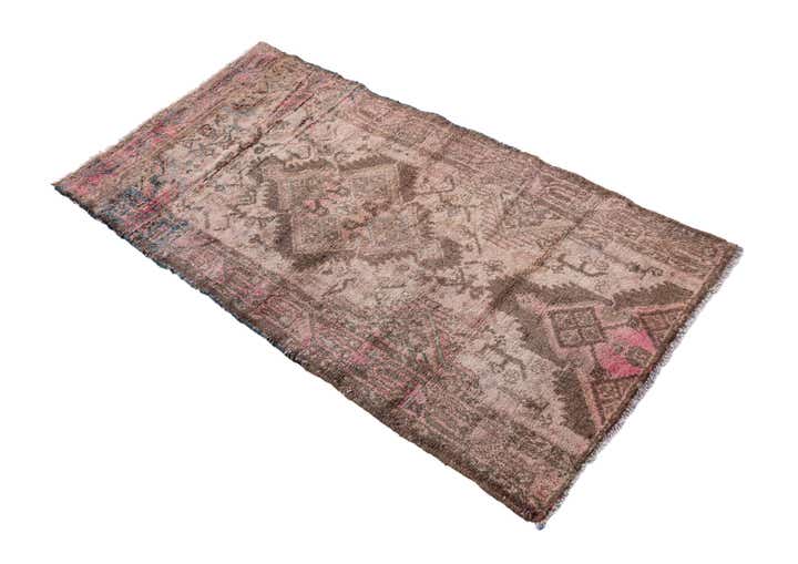 2' 4 x 4' 6 Hand Knotted Ultra Vintage Persian Wool Runner Rug