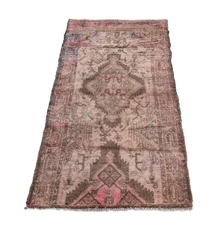 2' 4 x 4' 6 Hand Knotted Ultra Vintage Persian Wool Runner Rug
