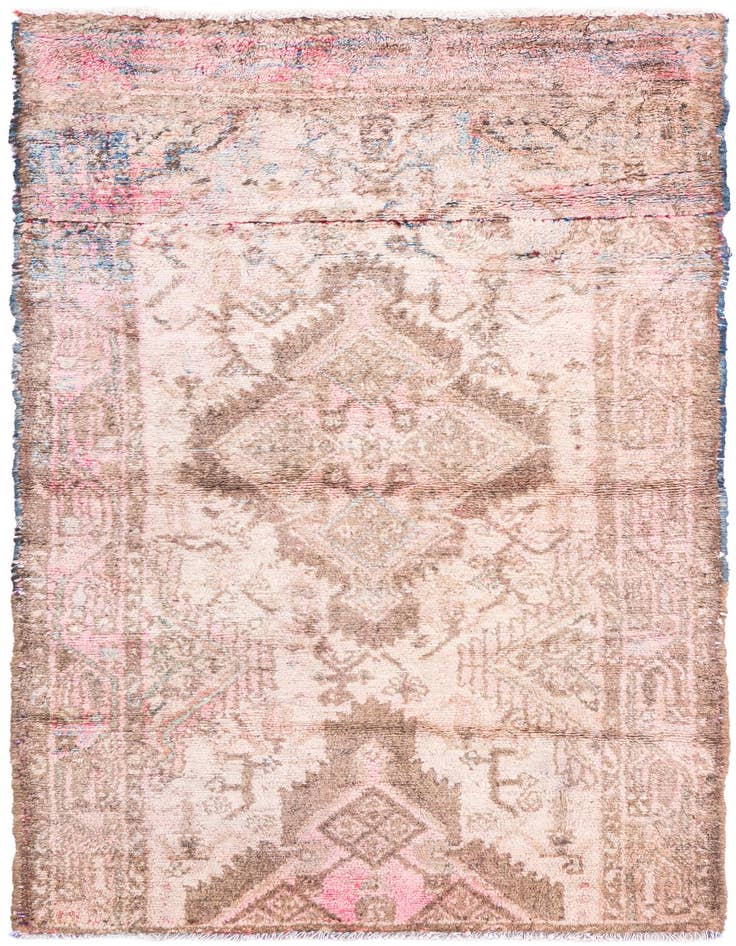 Detail image of 2' 4 x 4' 6 Hand Knotted Ultra Vintage Persian Wool Runner Rug