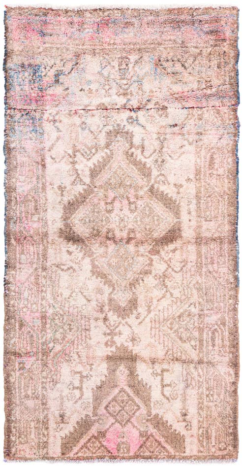 Detail image of 2' 4 x 4' 6 Hand Knotted Ultra Vintage Persian Wool Runner Rug
