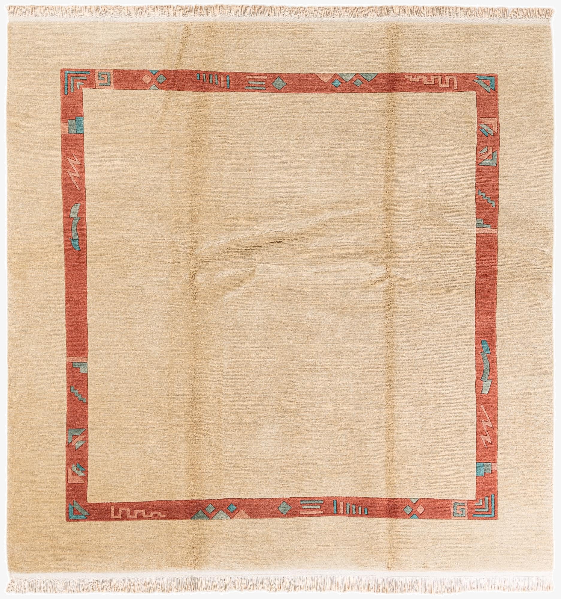 7' 2 x 7' 3  Hand Knotted Tibet Wool Square Rug