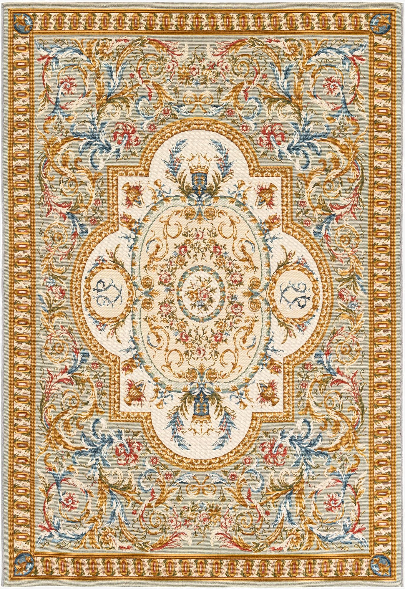 5' 2 x 7' 7  Washable Traditional Indoor / Outdoor Rug