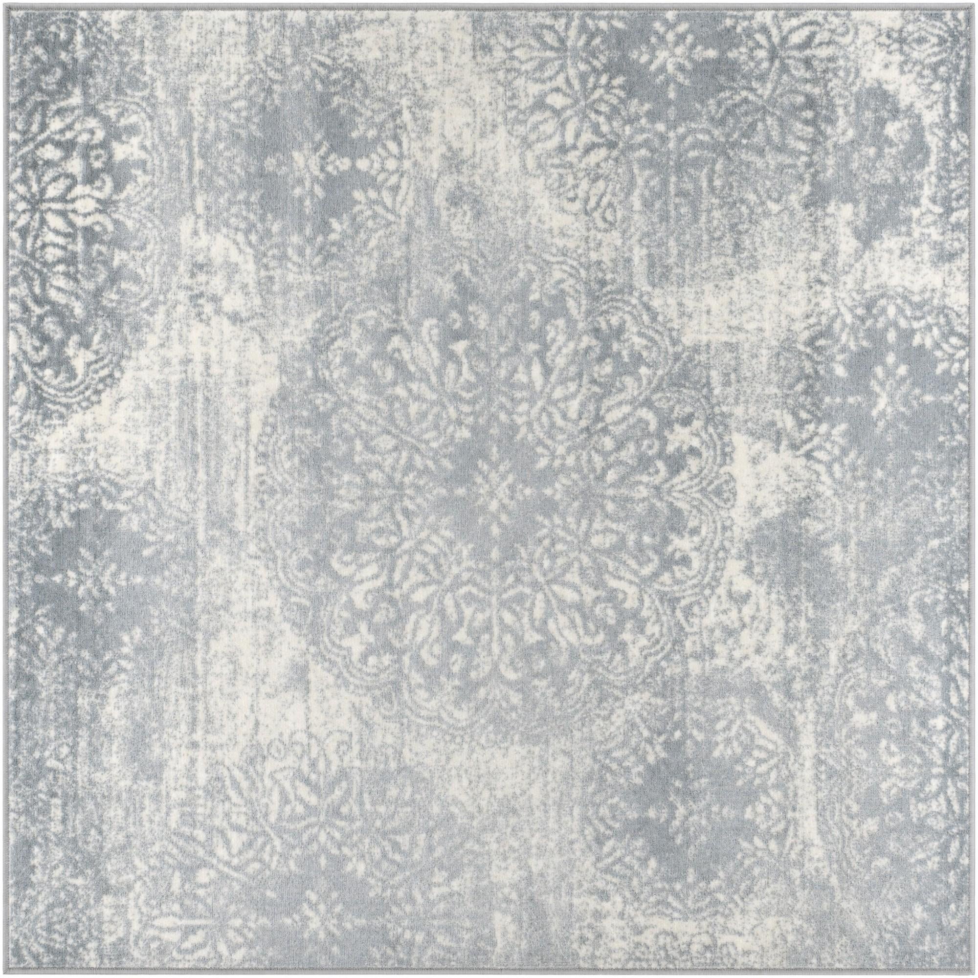 Light Blue and Ivory Monte Carlo Square Rug