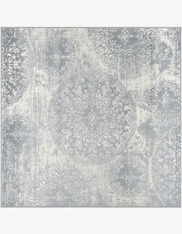 Light Blue and Ivory Monte Carlo Square Rug