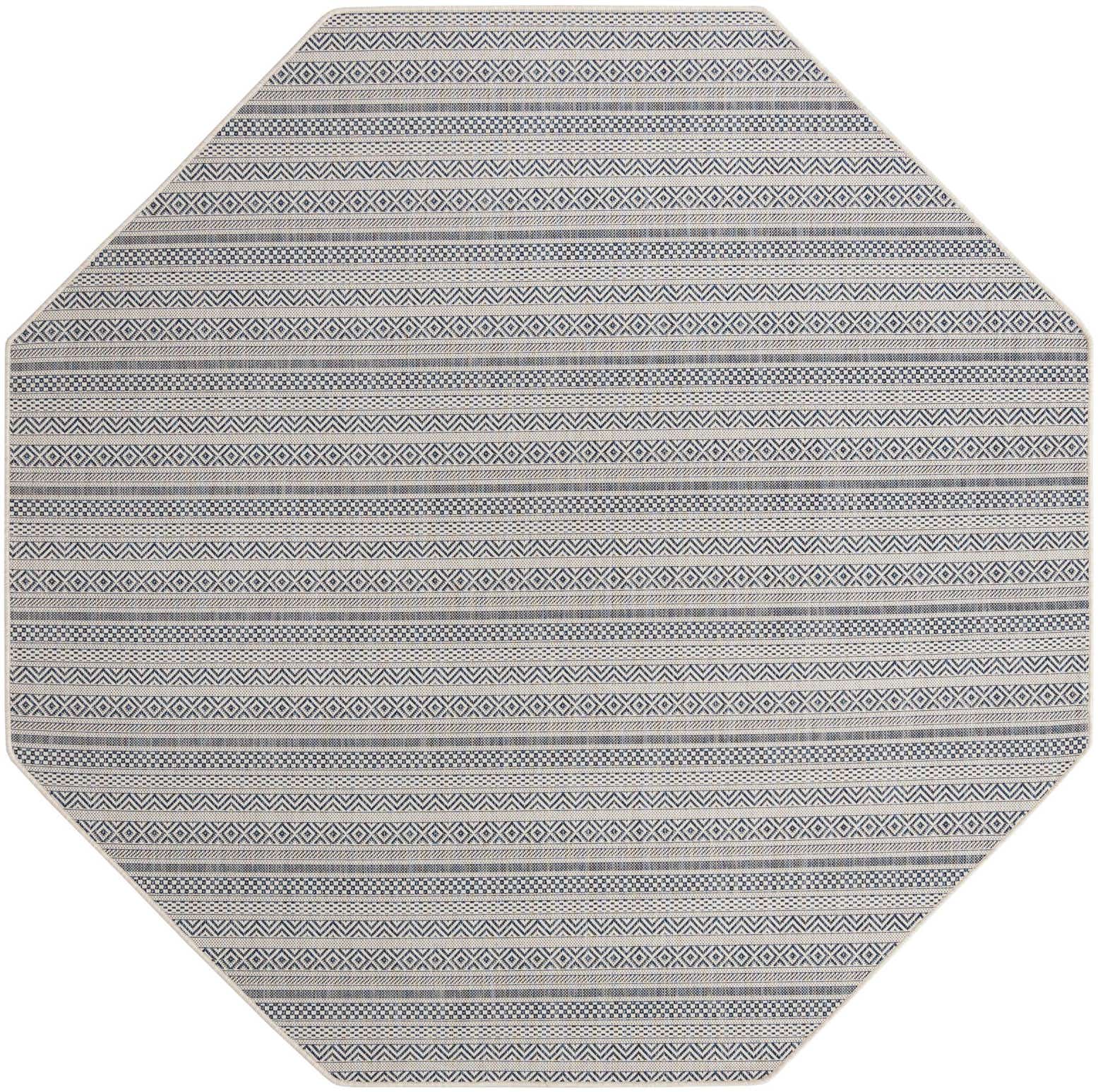 7' 10 x 7' 10 Easy-Clean Ribbon Indoor / Outdoor Octagon Rug