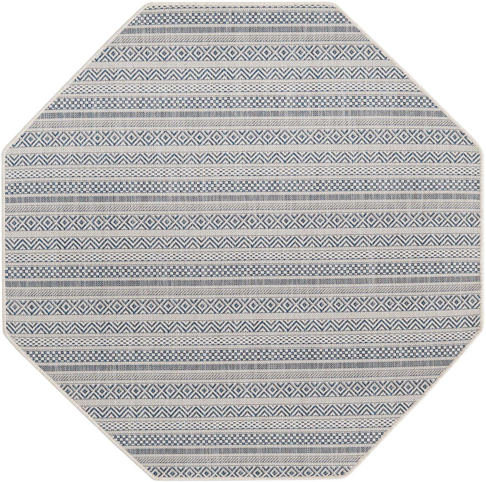5' 3 x 5' 3 Easy-Clean Ribbon Indoor / Outdoor Octagon Rug