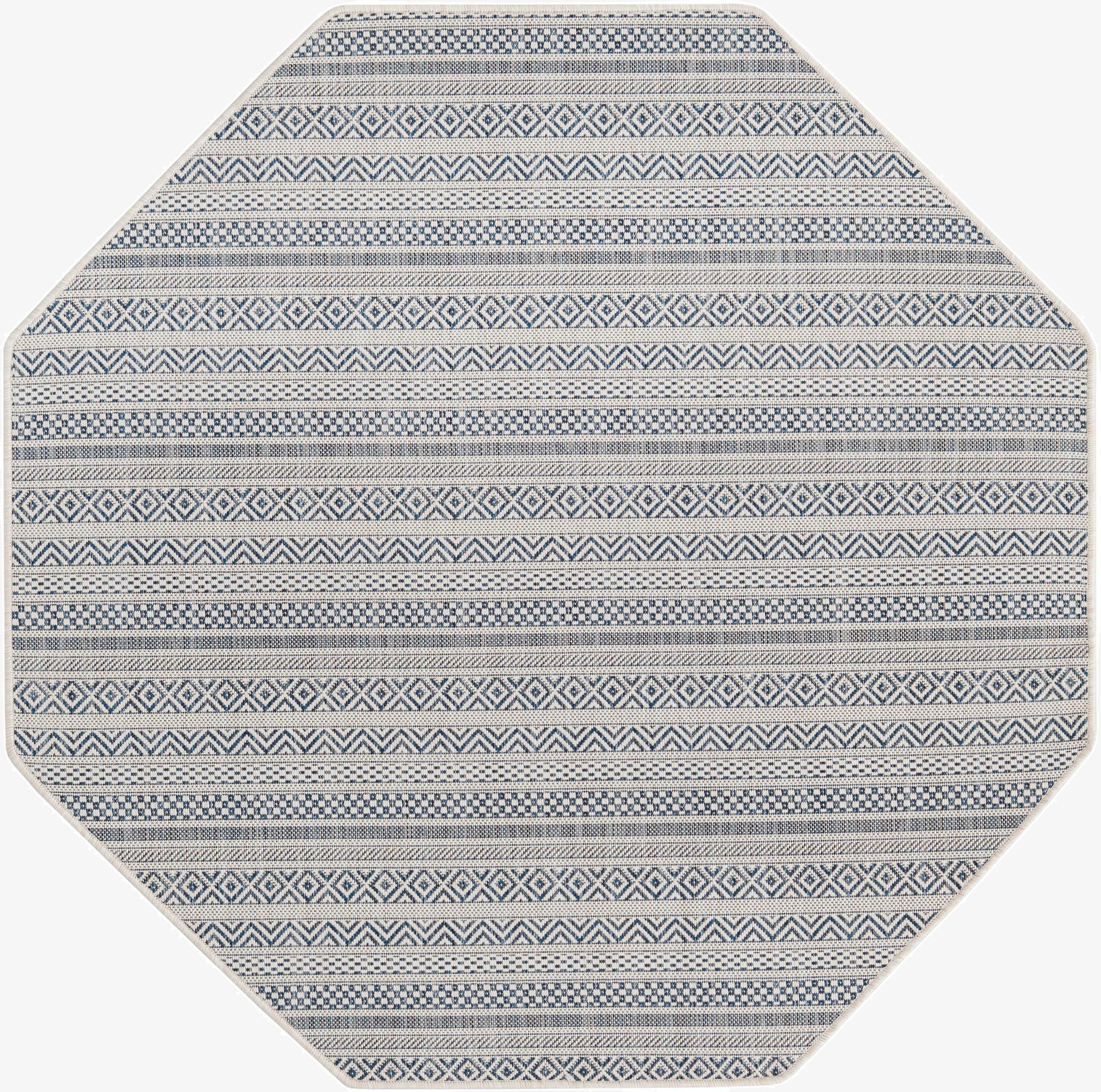 5' 3 x 5' 3 Washable Ribbon Indoor / Outdoor Octagon Rug