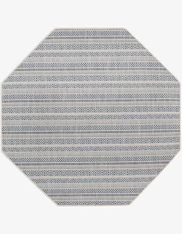 5' 3 x 5' 3 Easy-Clean Ribbon Indoor / Outdoor Octagon Rug