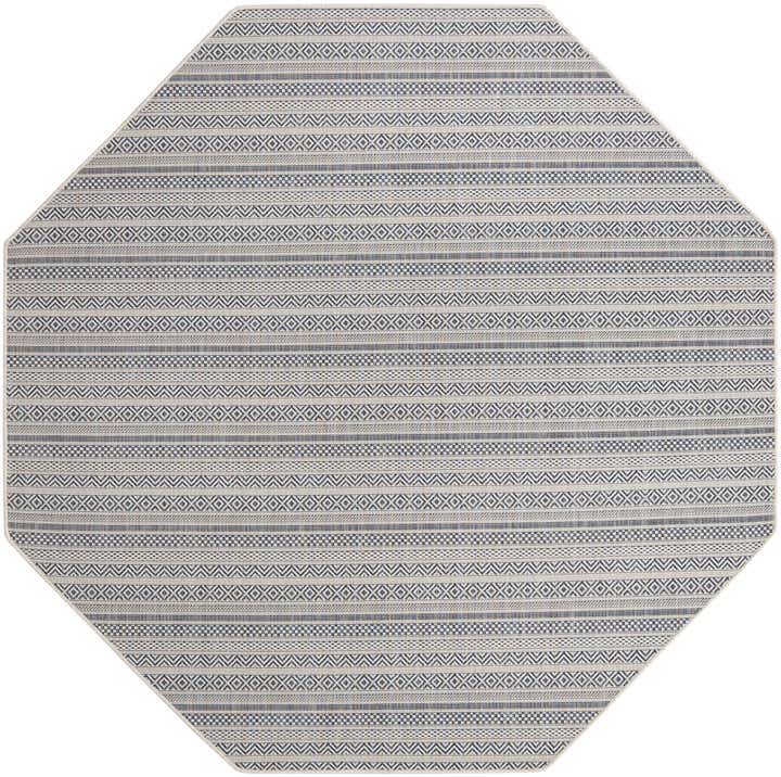 7' 10 x 7' 10 Easy-Clean Striped Indoor / Outdoor Octagon Rug