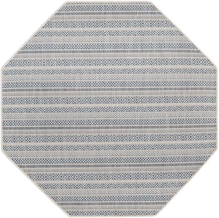 5' 3 x 5' 3 Easy-Clean Striped Indoor / Outdoor Octagon Rug