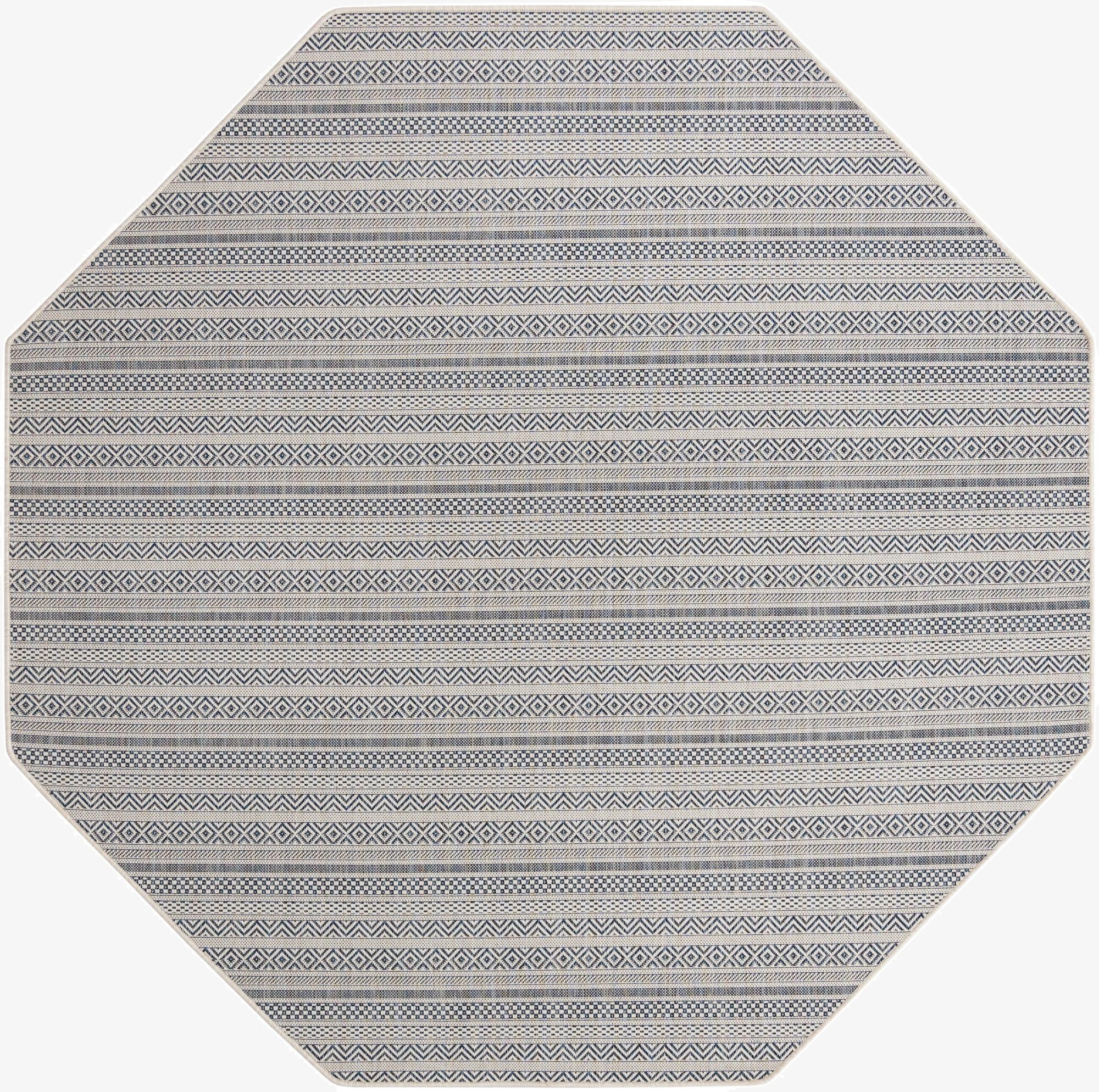 7' 10 x 7' 10  Washable Striped Indoor / Outdoor Octagon Rug