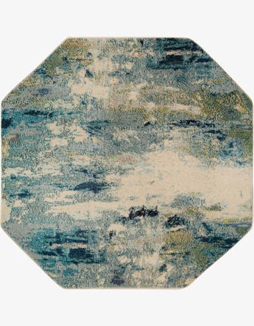 Light Blue Washable Theia Octagon Rug