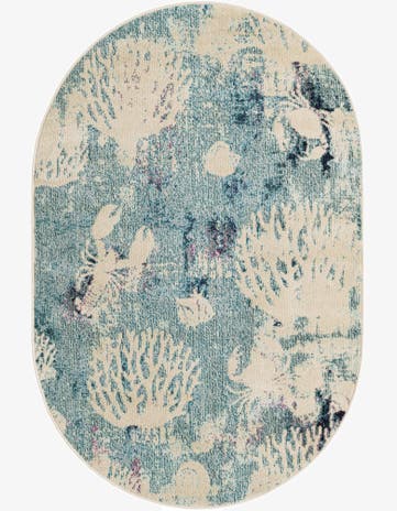 Light Blue Washable Amalfi Oval Rug