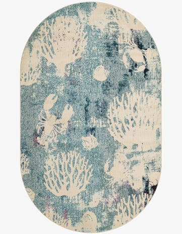 Light Blue Washable Amalfi Oval Rug