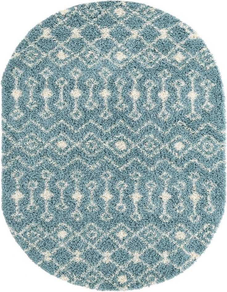 Detail image of 5' 3 x 8' Moroccan Trellis Shag Oval Rug