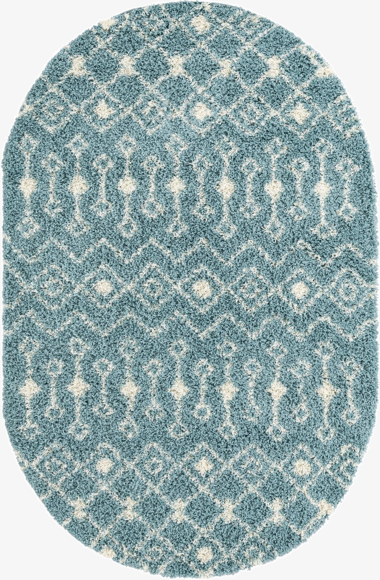5' 3 x 8' Moroccan Trellis Shag Oval Rug