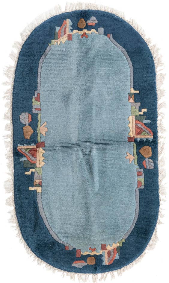 Detail image of 2' 5 x 4' 5 Hand Knotted Nepal Wool Oval Rug