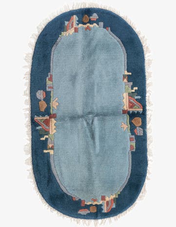 2' 5 x 4' 5 Hand Knotted Nepal Wool Oval Rug