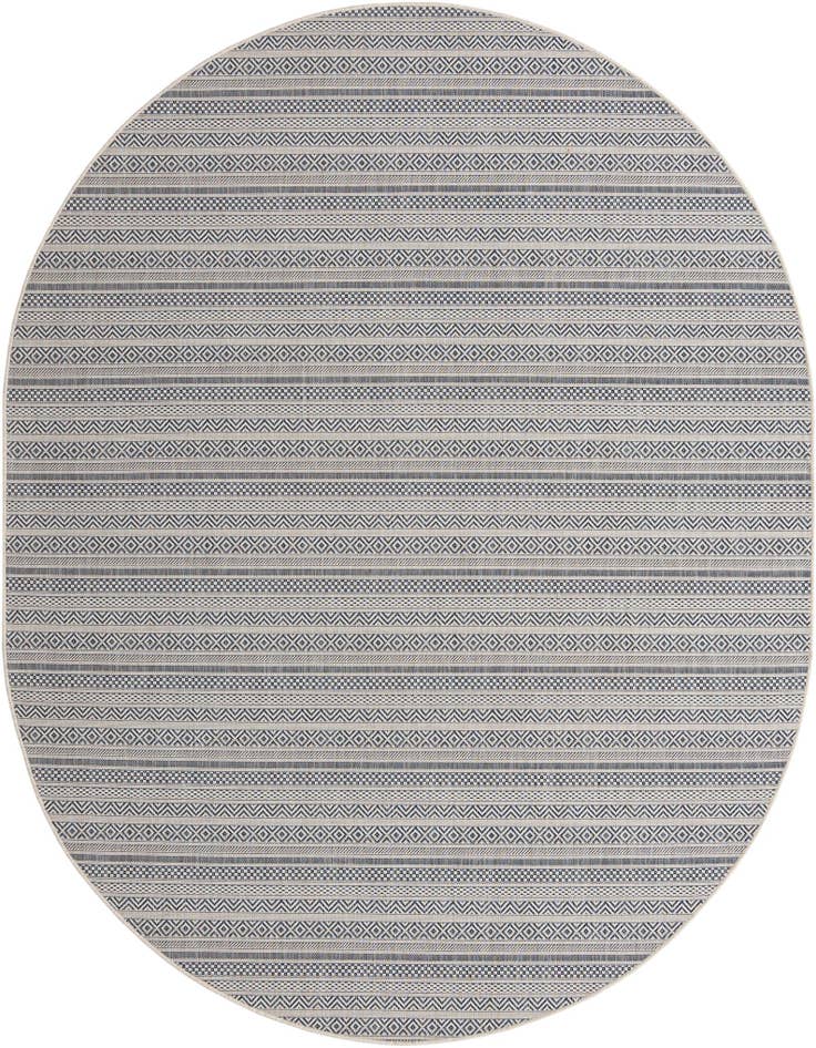 Detail image of 7' 10 x 10' Easy-Clean Ribbon Indoor / Outdoor Oval Rug