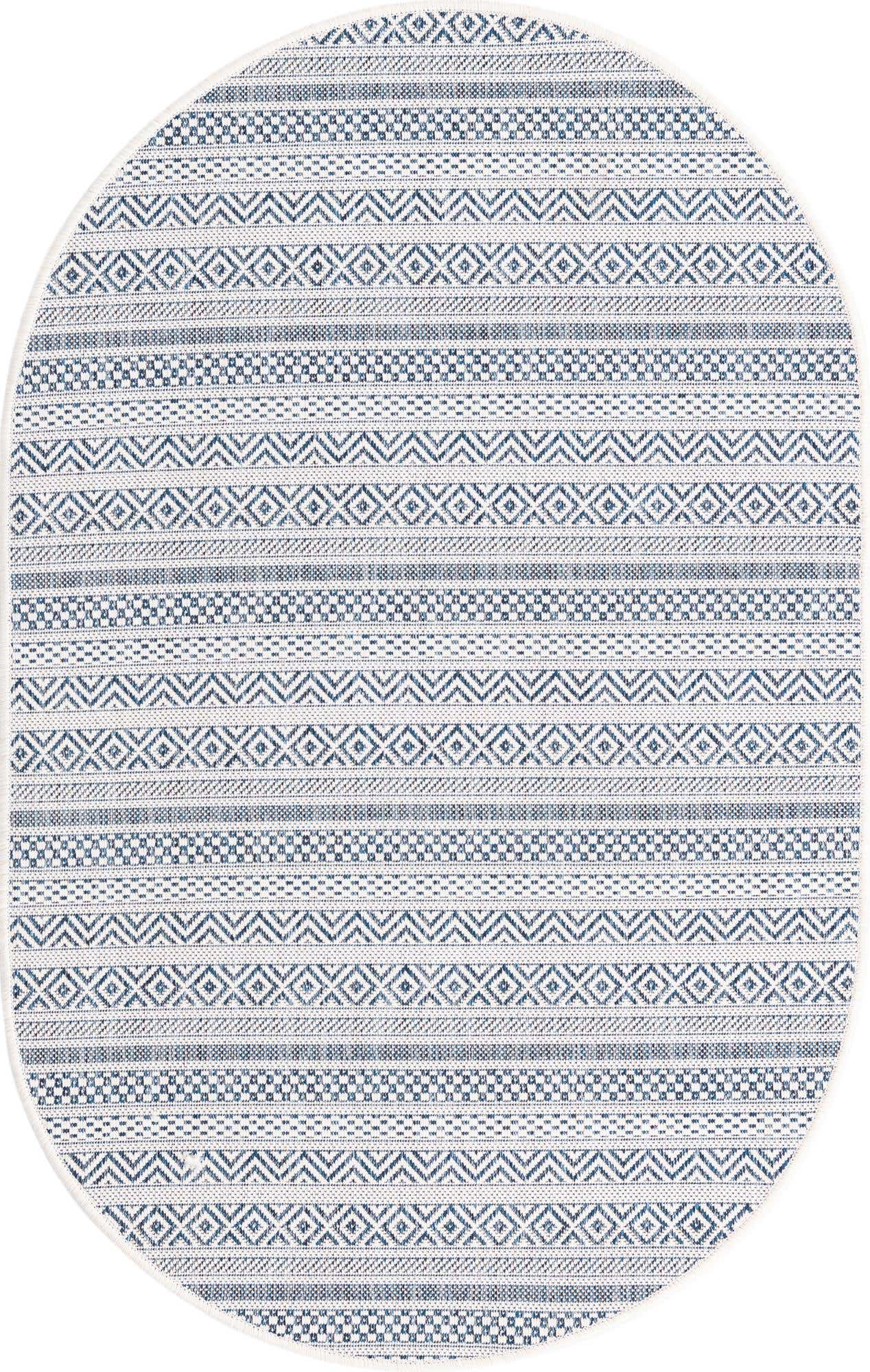 3' x 5' 3 Easy-Clean Ribbon Indoor / Outdoor Oval Rug