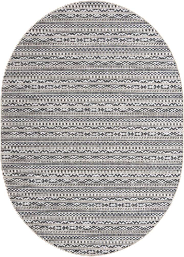 7' 10 x 10' Easy-Clean Striped Indoor / Outdoor Oval Rug
