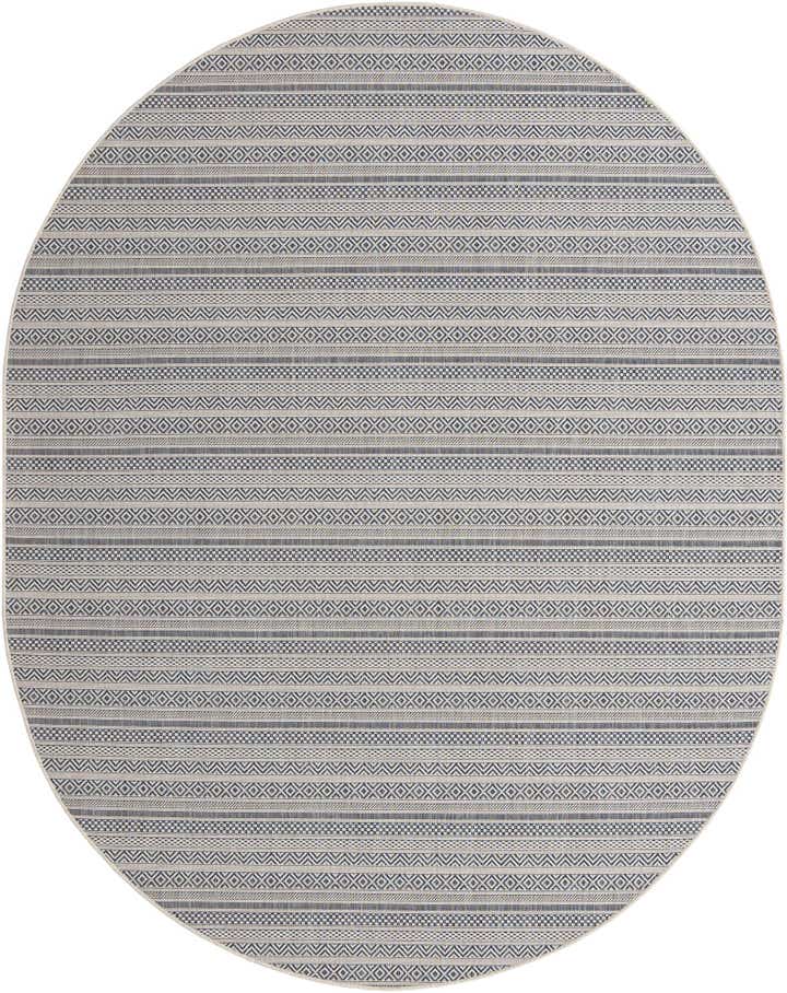 7' 10 x 10' Easy-Clean Striped Indoor / Outdoor Oval Rug