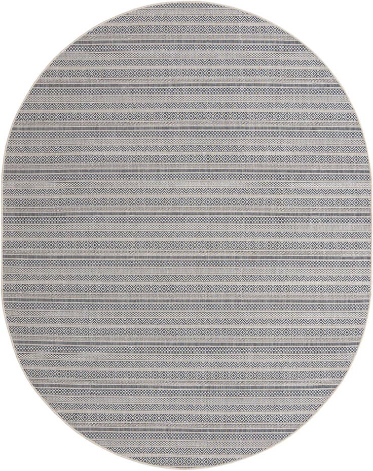 Detail image of 7' 10 x 10' Easy-Clean Striped Indoor / Outdoor Oval Rug