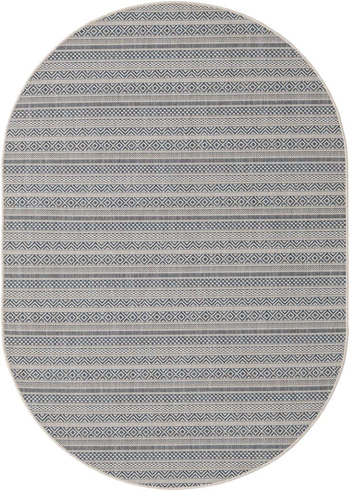 5' 3 x 8' Easy-Clean Striped Indoor / Outdoor Oval Rug