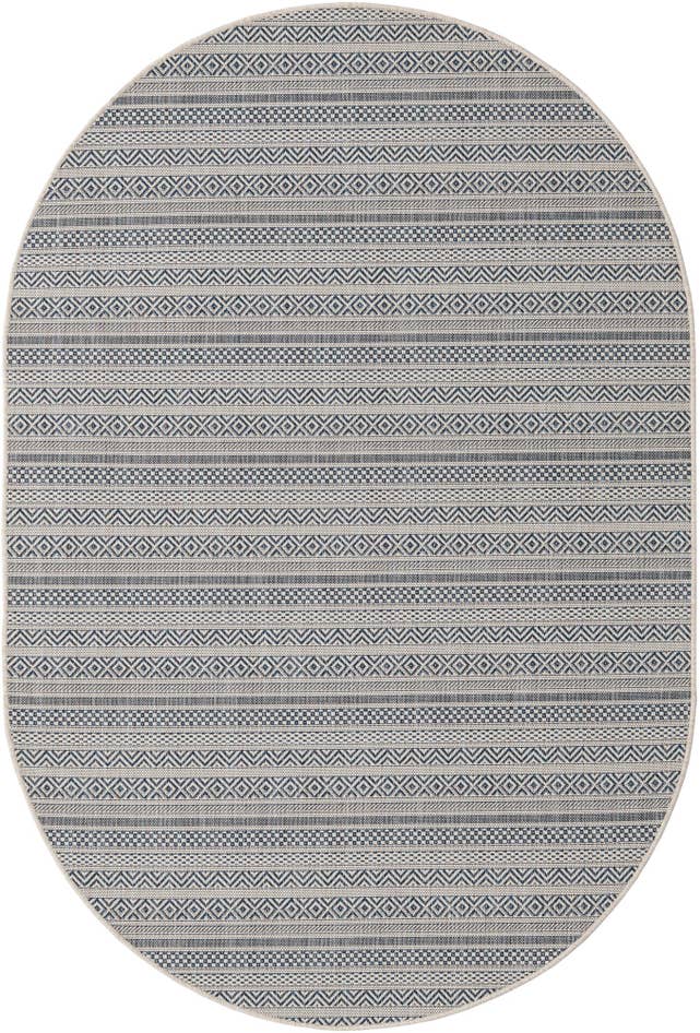 Detail image of 5' 3 x 8' Easy-Clean Striped Indoor / Outdoor Oval Rug