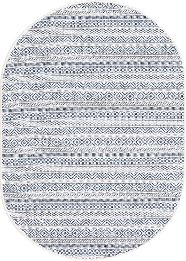 3' x 5' 3 Easy-Clean Striped Indoor / Outdoor Oval Rug
