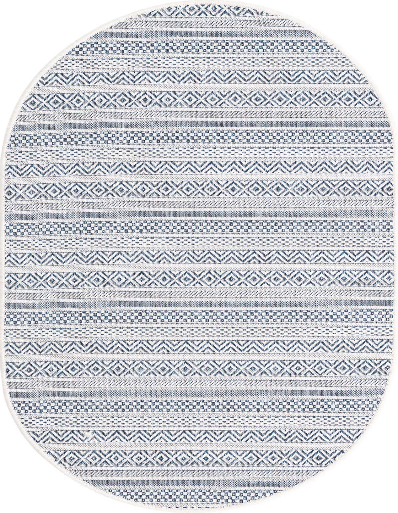 3' x 5' 3 Easy-Clean Striped Indoor / Outdoor Oval Rug