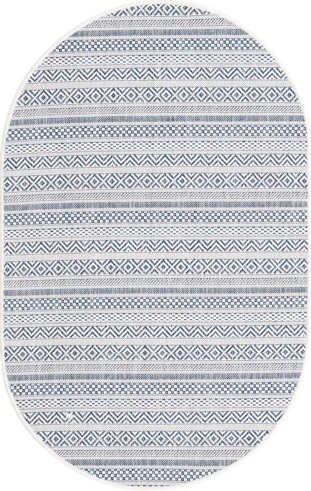 3' x 5' 3 Easy-Clean Striped Indoor / Outdoor Oval Rug