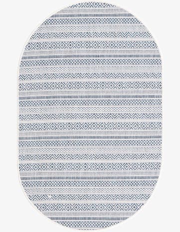3' x 5' 3 Easy-Clean Striped Indoor / Outdoor Oval Rug