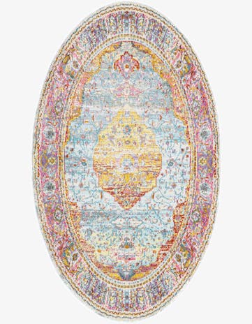 Light Blue Santiago Oval Rug