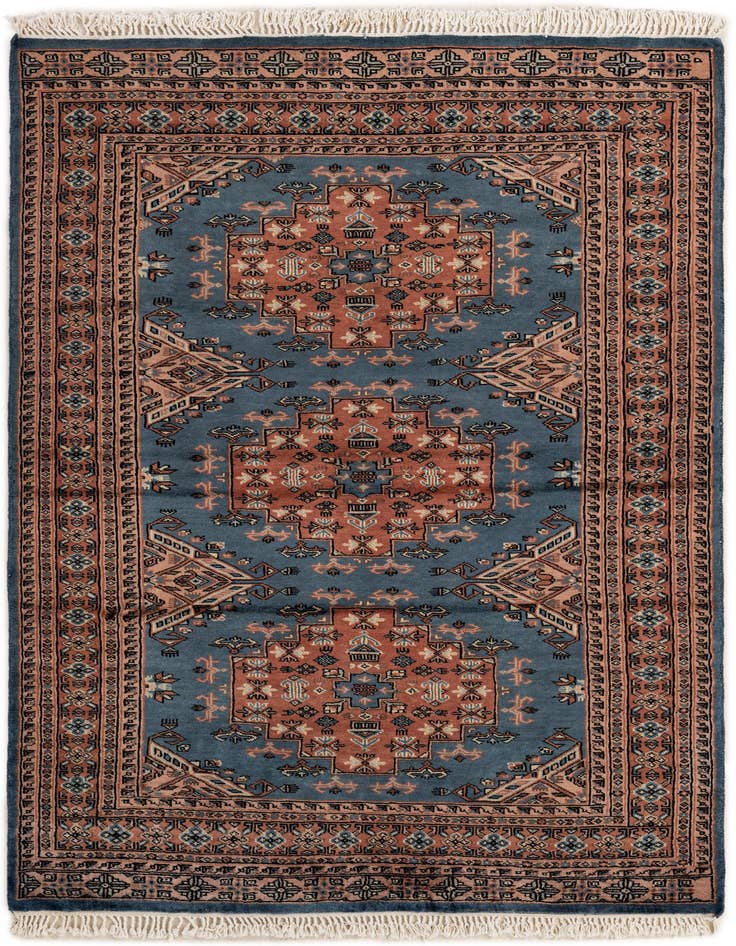 Detail image of 4' 3 x 6' 5 Hand Knotted Bokhara Wool Rug