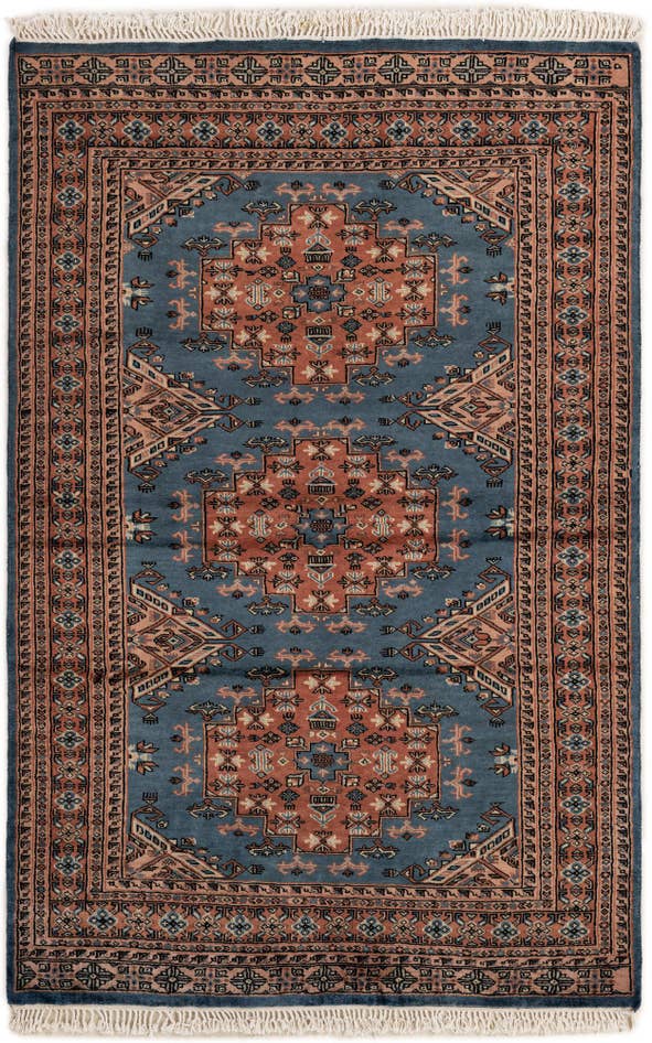 Detail image of 4' 3 x 6' 5 Hand Knotted Bokhara Wool Rug