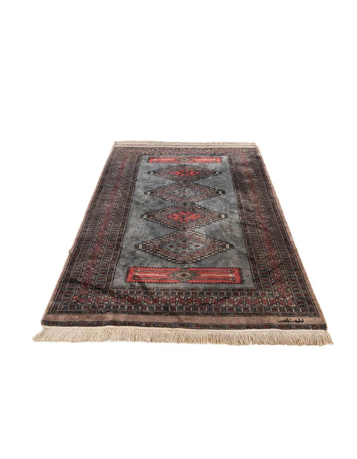 Detail image of 4' 2 x 6' 4  Hand Knotted Bokhara Oriental Wool Rug