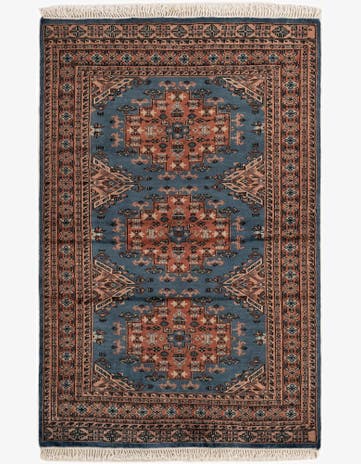 4' 3 x 6' 5 Hand Knotted Bokhara Wool Rug