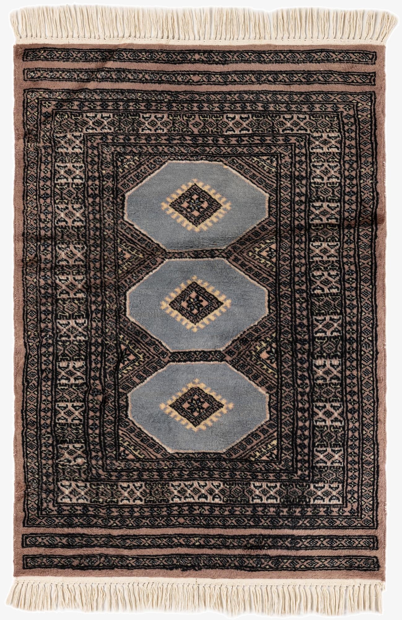 2' 7 x 3' 10  Hand Knotted Bokhara Oriental Wool Rug