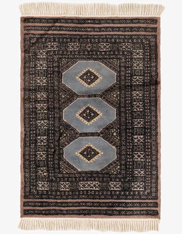 2' 7 x 3' 10 Hand Knotted Bokhara Oriental Wool Rug