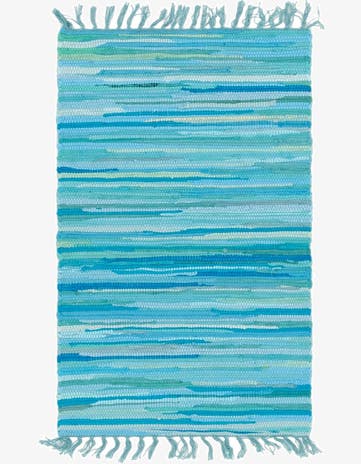 Light Blue Hand Woven Chindi Cotton Rug