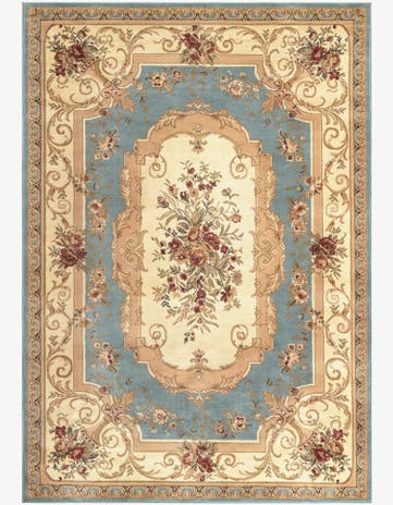 Light Blue Classic Aubusson Rug