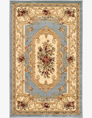 Light Blue Classic Aubusson Rug